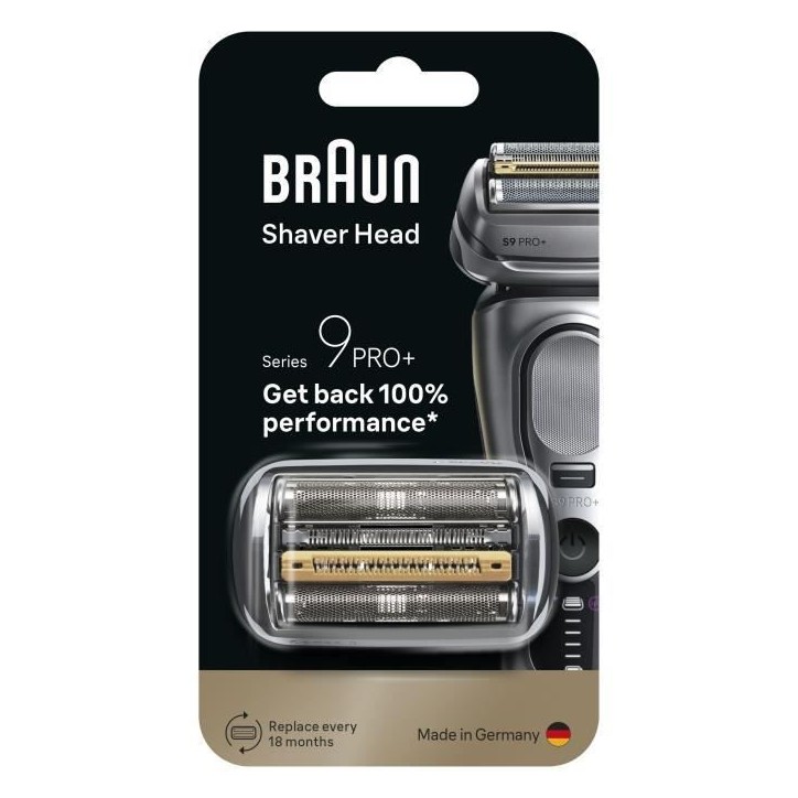 Tete de rasoir BRAUN Series 9 + - 4 éléments de coupe + tondeuse de précision - 100 % fabriqué en Allemagne