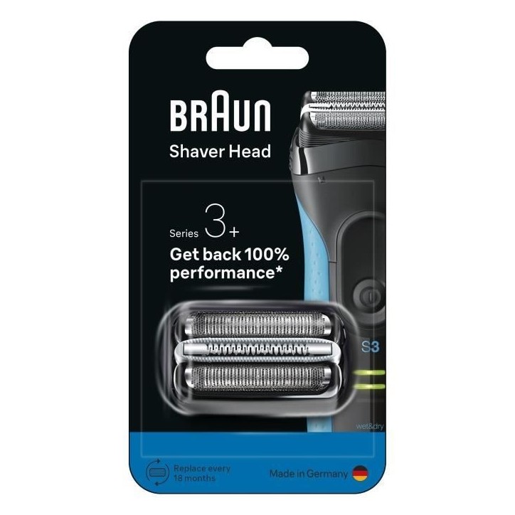 Tete de rasoir BRAUN Series 3+ - 2 grilles - Peigne MicroComb - 100 % fabriqué en Allemagne Tete de rasoir BRAUN Series 3+ - 2 grilles - Peigne MicroComb - 100 % fabriqué en Allemagne