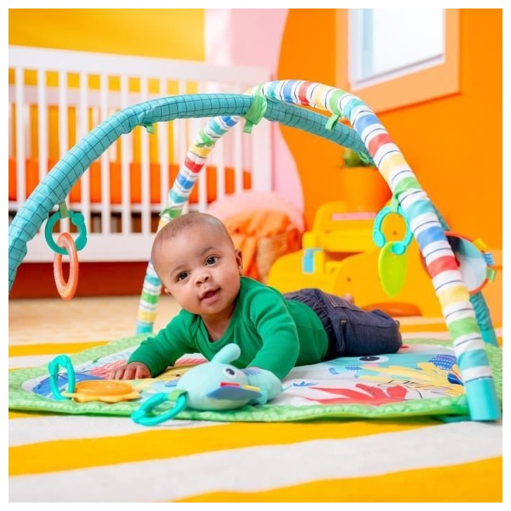 BRIGHT STARTS Tapis d'éveil bébé au sol évolutif pliable- Jungle Vert- arche avec jouets sensoriels et musicaux, miroir BRIGHT STARTS Tapis d'éveil bébé au sol évolutif pliable- Jungle Vert- arche avec jouets sensoriels et musicaux, miroir
