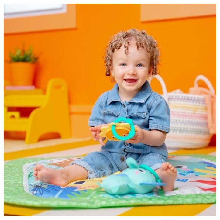 BRIGHT STARTS Tapis d'éveil bébé au sol évolutif pliable- Jungle Vert- arche avec jouets sensoriels et musicaux, miroir BRIGHT STARTS Tapis d'éveil bébé au sol évolutif pliable- Jungle Vert- arche avec jouets sensoriels et musicaux, miroir