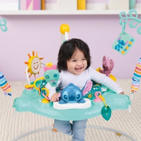 DISNEY BABY -STITCH- Aire d'éveil bébé multi-jouets, siege sauteur a rebonds évolutif, pivotant a 360° 10 jeux interactives