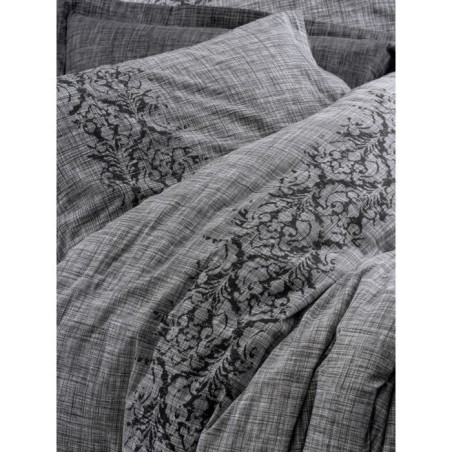 Parure de lit - 1 housse de couette 220 x 240 cm + 2 taies d'oreiller 60 x 60 cm - 100% coton renforcé - Gris