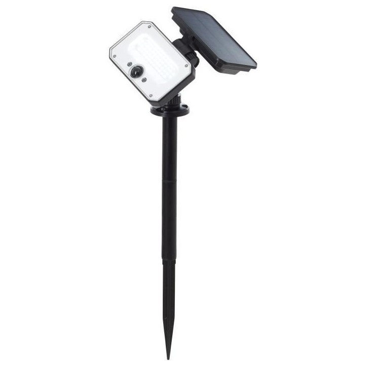 Spot extérieur a piquer - BRILLIANT - JOPLIN - LED et solaire - Détecteur - Plastique et verre - 4 W - Noir