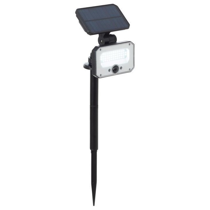 Spot extérieur a piquer - BRILLIANT - JOPLIN - LED et solaire - Détecteur - Plastique et verre - 4 W - Noir