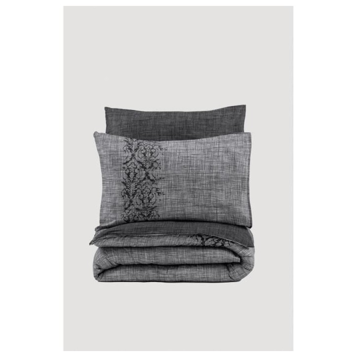 Parure de lit - 1 housse de couette 220 x 240 cm + 2 taies d'oreiller 60 x 60 cm - 100% coton renforcé - Gris Parure de lit - 1 housse de couette 220 x 240 cm + 2 taies d'oreiller 60 x 60 cm - 100% coton renforcé - Gris