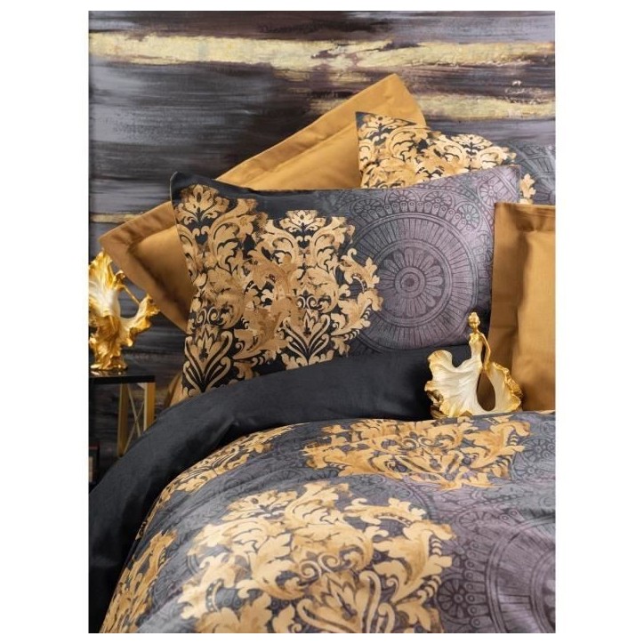 Parure de lit - 1 housse de couette 220 x 240 cm + 2 taies d'oreiller 60 x 60 cm - Satiné 100% coton - Anthracite Parure de lit - 1 housse de couette 220 x 240 cm + 2 taies d'oreiller 60 x 60 cm - Satiné 100% coton - Anthracite