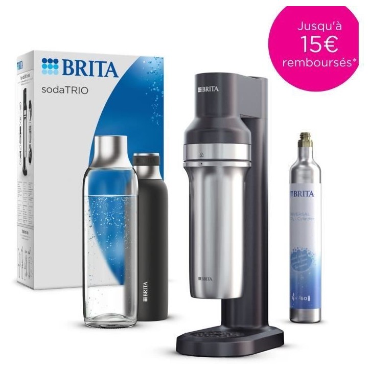 Machine a soda BRITA - SodaTRIO Noire - 1 Bouteille 1L et 1 Cylindre de CO2 inclus Machine a soda BRITA - SodaTRIO Noire - 1 Bouteille 1L et 1 Cylindre de CO2 inclus
