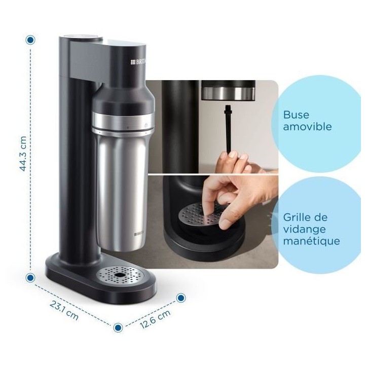 Machine a soda BRITA - SodaTRIO Noire - 1 Bouteille 1L et 1 Cylindre de CO2 inclus Machine a soda BRITA - SodaTRIO Noire - 1 Bouteille 1L et 1 Cylindre de CO2 inclus