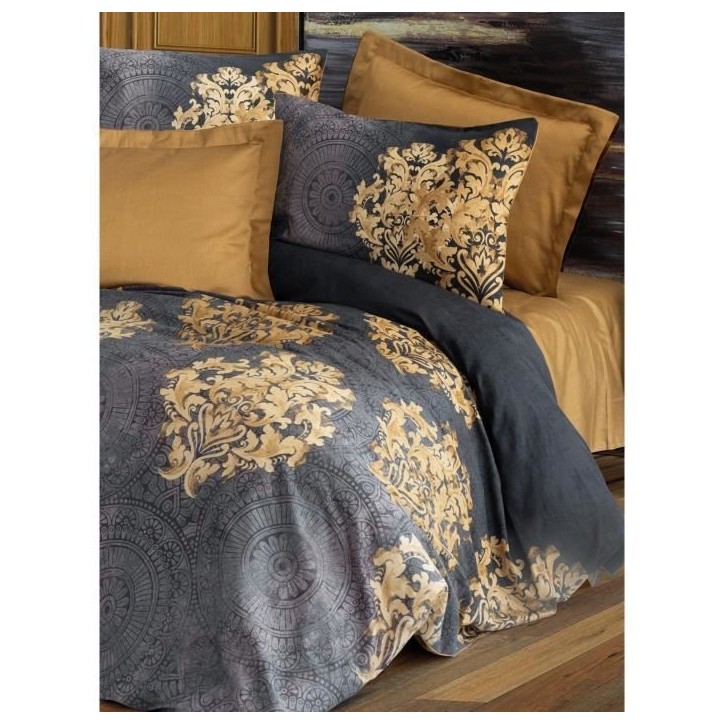 Parure de lit - 1 housse de couette 220 x 240 cm + 2 taies d'oreiller 60 x 60 cm - Satiné 100% coton - Anthracite Parure de lit - 1 housse de couette 220 x 240 cm + 2 taies d'oreiller 60 x 60 cm - Satiné 100% coton - Anthracite