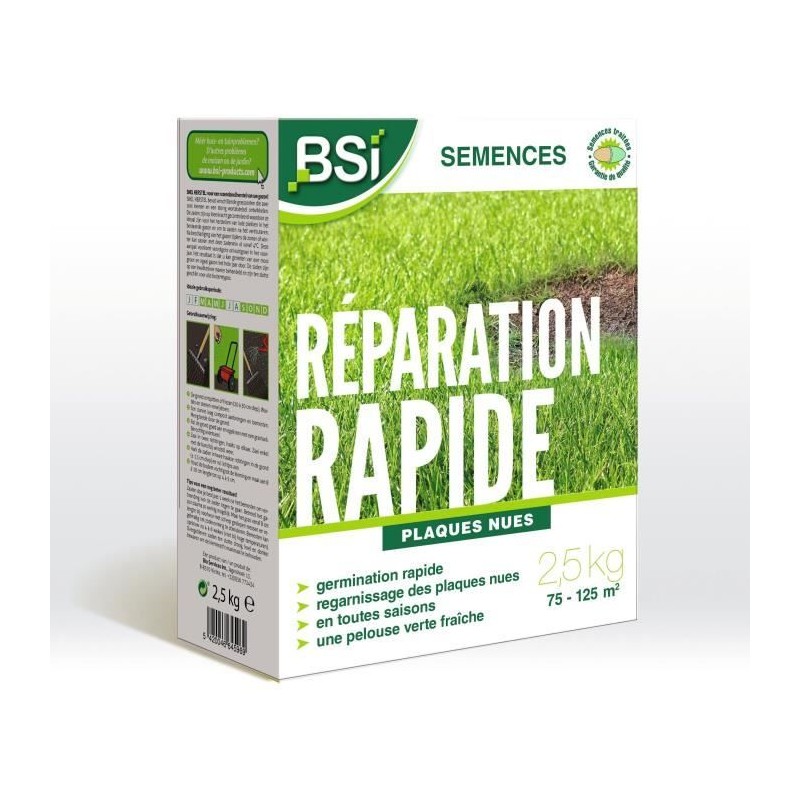 BSI - Semences De Gazon - Réparation Rapide - Avec Enrobage Protecteu