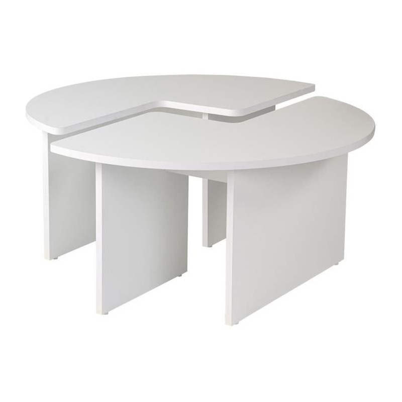 Table basse - MOIRA - Ronde - Blanc Naturel - 90 x 90 x 41 cm