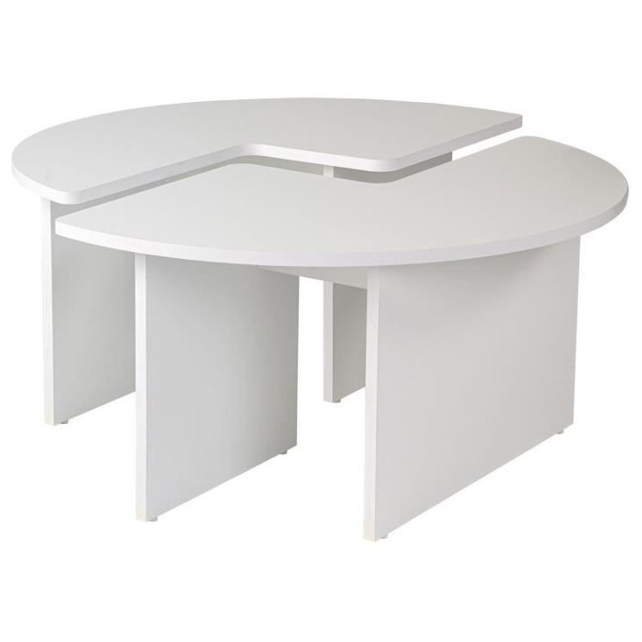 Table basse - MOIRA - Ronde - Blanc Naturel - 90 x 90 x 41 cm Table basse - MOIRA - Ronde - Blanc Naturel - 90 x 90 x 41 cm
