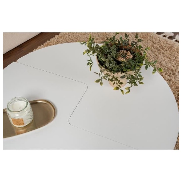 Table basse - MOIRA - Ronde - Blanc Naturel - 90 x 90 x 41 cm Table basse - MOIRA - Ronde - Blanc Naturel - 90 x 90 x 41 cm