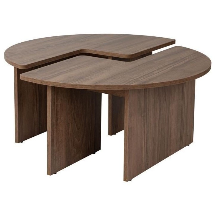 Table basse - MOIRA - Ronde - Noyer - 90 x 90 x 41 cm