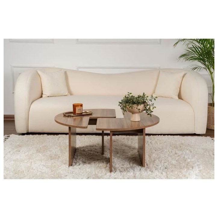 Table basse - MOIRA - Ronde - Noyer - 90 x 90 x 41 cm