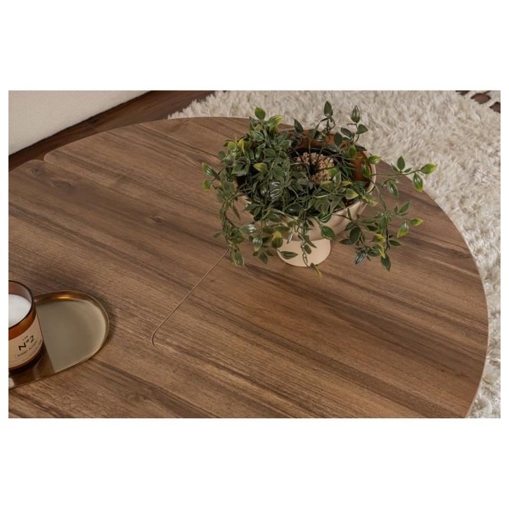 Table basse - MOIRA - Ronde - Noyer - 90 x 90 x 41 cm
