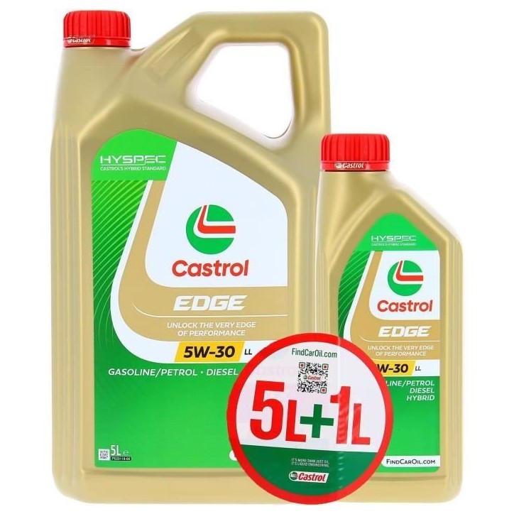 Huile Moteur - CASTROL EDGE - 5W-30 LL - 5L+1L - Offre spéciale