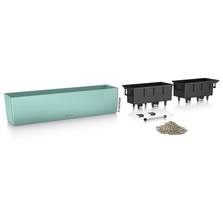 LECHUZA Jardiniere - Balconera Color 80 - 79 x 19 x 19 cm - Kit complet - Vert pastel - 12 L LECHUZA Jardiniere - Balconera Color 80 - 79 x 19 x 19 cm - Kit complet - Vert pastel - 12 L