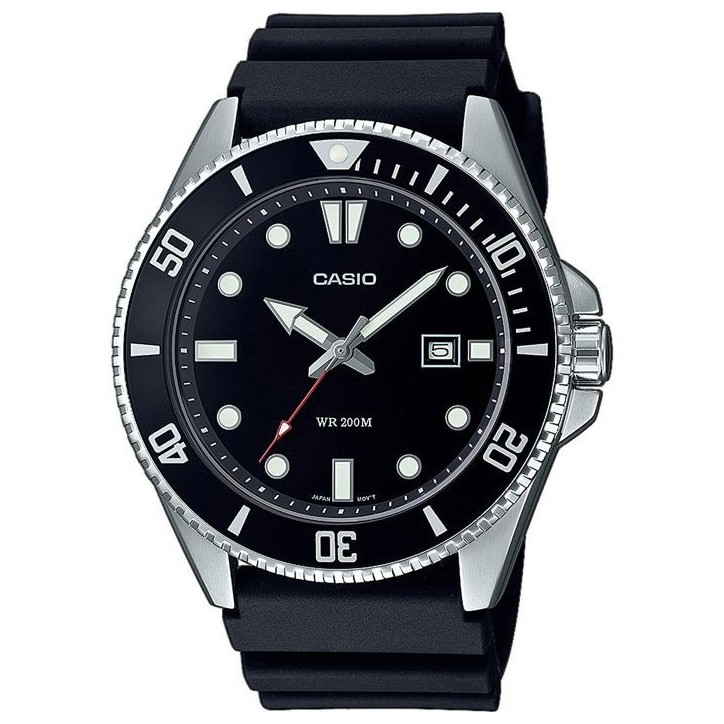 Montre - Casio - Collection Homme - Noir et Acier - Étanchéité 20 bars - Verre minéral - Quartz