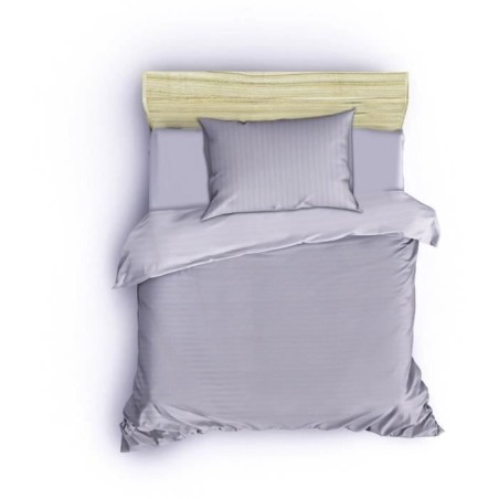 Parure de lit - 1 housse de couette 220 x 240 cm + 2 taies d'oreiller 60 x 60 cm - 70% polyester, 30% coton - Gris
