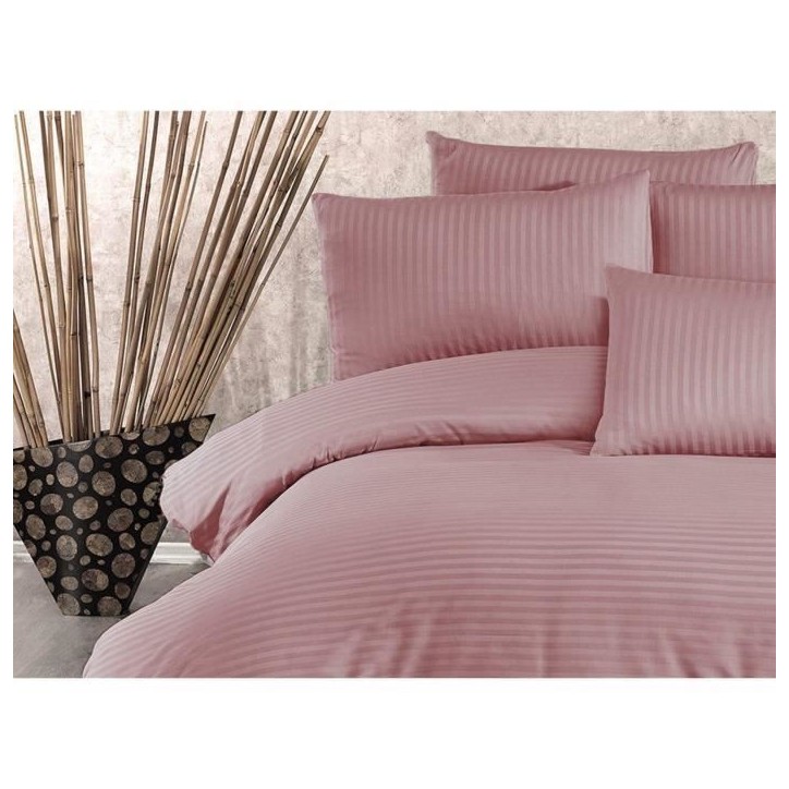 Parure de lit - 1 housse de couette 220 x 240 cm + 2 taies d'oreiller 60 x 60 cm - 70% polyester, 30% coton - Poudre Parure de lit - 1 housse de couette 220 x 240 cm + 2 taies d'oreiller 60 x 60 cm - 70% polyester, 30% coton - Poudre
