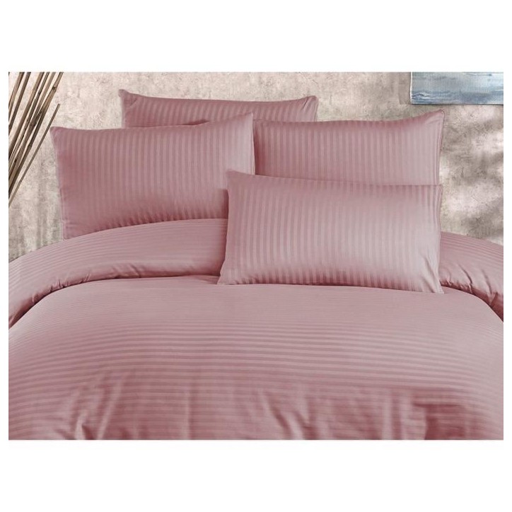 Parure de lit - 1 housse de couette 220 x 240 cm + 2 taies d'oreiller 60 x 60 cm - 70% polyester, 30% coton - Poudre Parure de lit - 1 housse de couette 220 x 240 cm + 2 taies d'oreiller 60 x 60 cm - 70% polyester, 30% coton - Poudre