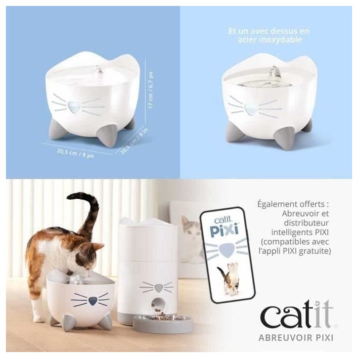 CAT IT Fontaine a eau automatique pour chat - 2,5 L - Vert CAT IT Fontaine a eau automatique pour chat - 2,5 L - Vert