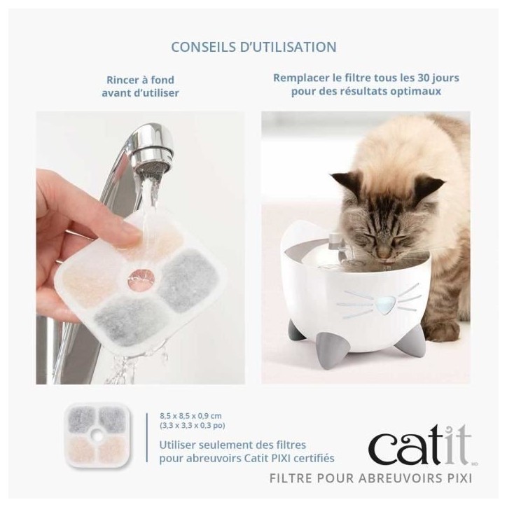 CATIT 3 Filtres pour fontaine a eau PIXI CATIT 3 Filtres pour fontaine a eau PIXI