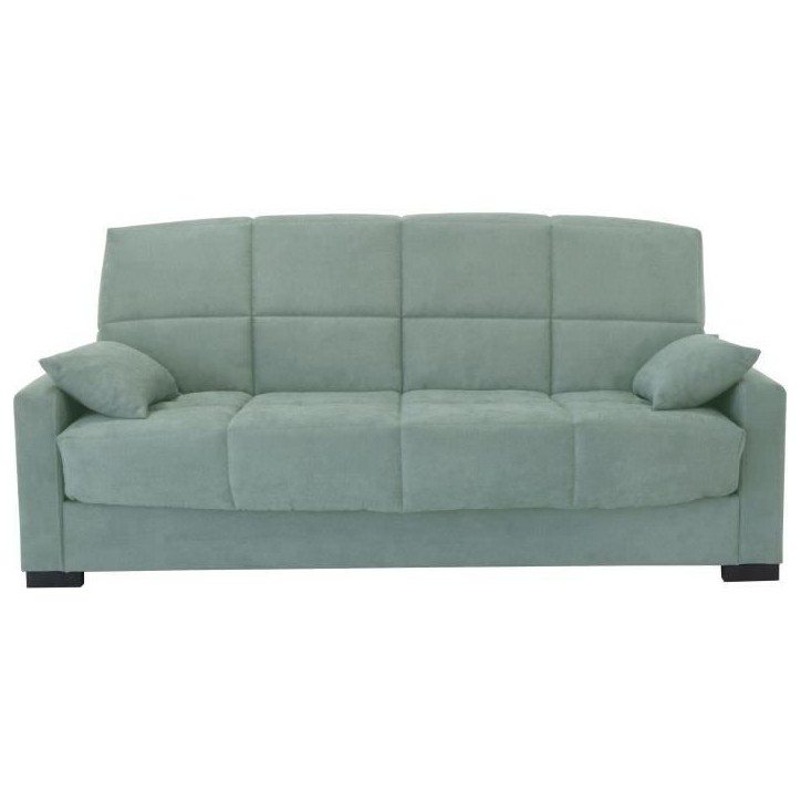 Clic clac 3 places MEGAN 14 - Tissu Soro vert amande - Avec accoudoirs - Couchage 130x190 cm - L223 x P96 x H103 cm