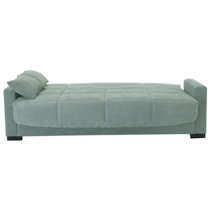 Clic clac 3 places MEGAN 14 - Tissu Soro vert amande - Avec accoudoirs - Couchage 130x190 cm - L223 x P96 x H103 cm