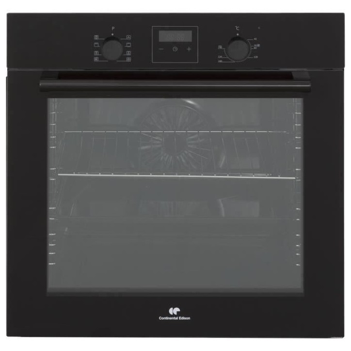 Four encastrable nettoyage catalyse - chaleur pulsée CONTINENTAL EDISON F80CBP Noir programmateur digital - 59,5 x 59,5 x 56,6