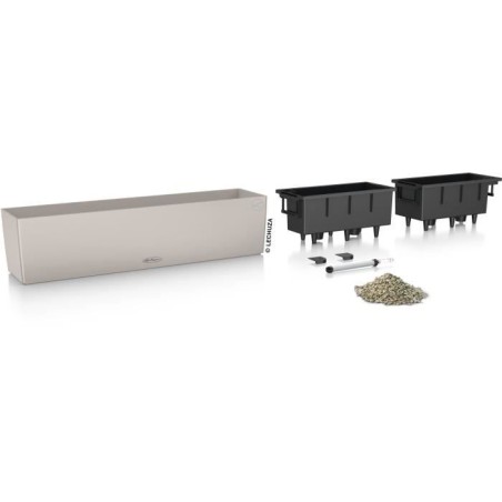 LECHUZA Jardiniere - Balconera color 80 - 79 x 19 x 19 cm - 12 L - Kit complet - Brun sable