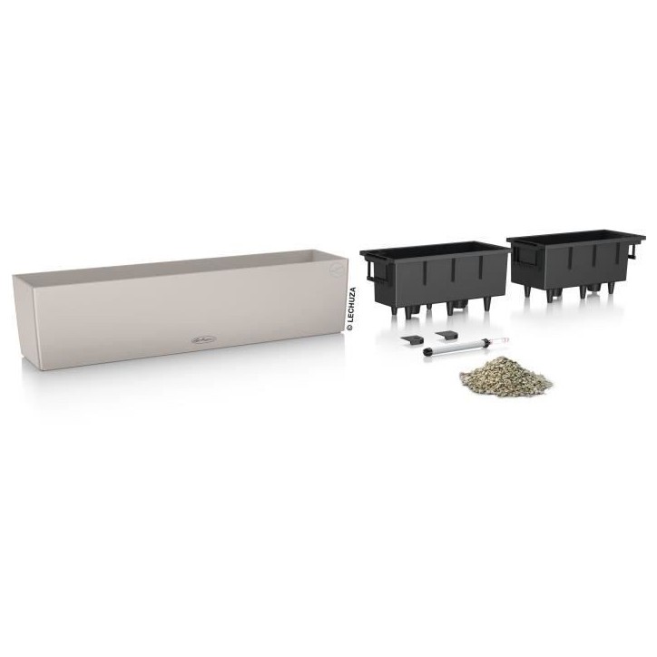 LECHUZA Jardiniere - Balconera color 80 - 79 x 19 x 19 cm - 12 L - Kit complet - Brun sable