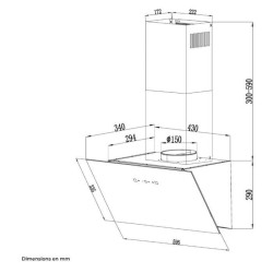 Hotte décorative inclinée - CONTINENTAL EDISON - CEHDI60B - A +++ -