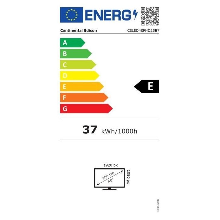 TV LED FHD - CONTINENTAL EDISON - 40“ (102 cm) - 2xHDMI, 2xUSB - Noir - CELED40FHD25B7 TV LED FHD - CONTINENTAL EDISON - 40“ (102 cm) - 2xHDMI, 2xUSB - Noir - CELED40FHD25B7