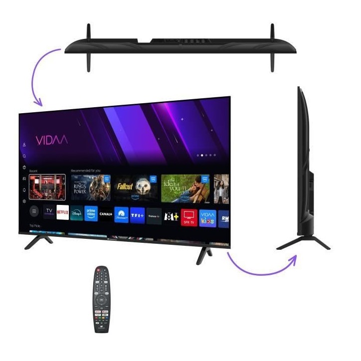 TV LED UHD - CONTINENTAL EDISON - 55“ (139 cm) - 3xHDMI - 2xUSB - Noir - CELED55SV2UD25B6