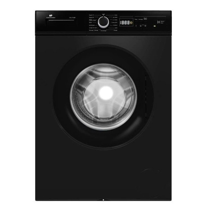 Lave-linge hublot - Pose libre - CONTINENTAL EDISON - CELL712IBP - 7 kg - Induction - 60 cm - 1200 trs/min - Noir mat Lave-linge hublot - Pose libre - CONTINENTAL EDISON - CELL712IBP - 7 kg - Induction - 60 cm - 1200 trs/min - Noir mat