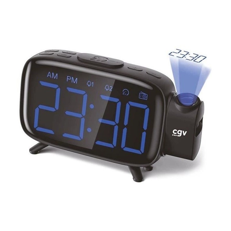 Radio réveil avec projection de l'heure - CGV - CR-P10 - Double alarm