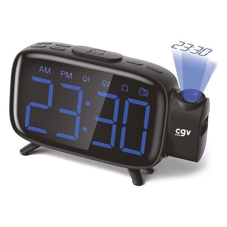 Radio réveil avec projection de l'heure - CGV - CR-P10 - Double alarme - Gros boutons - Utilisation facile