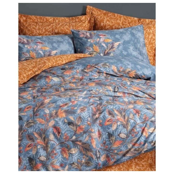Parure de lit - 1 housse de couette 220 x 240 cm + 2 taies d'oreiller 60 x 60 cm - 100% coton renforcé - Moutarde