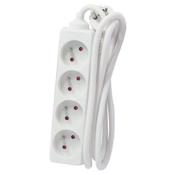 CHACON Bloc multiprise rallonge 4 prises 16A 5m blanc