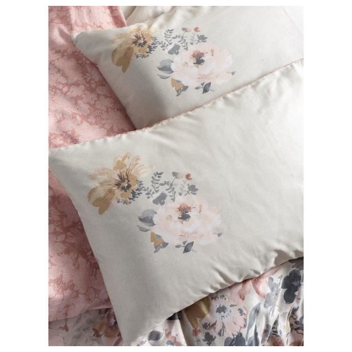 Parure de lit - 1 housse de couette 220 x 240 cm + 2 taies d'oreiller 60 x 60 cm - Satiné 100% coton - Poudre Parure de lit - 1 housse de couette 220 x 240 cm + 2 taies d'oreiller 60 x 60 cm - Satiné 100% coton - Poudre