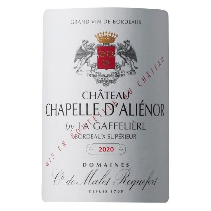 Château Chapelle d'Aliénor by La Gaffeliere 2020 Bordeaux Supérieur - Vin rouge du Sud-Ouest
