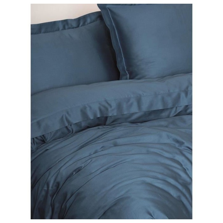 Parure de lit - 1 housse de couette 220 x 240 cm + 2 taies d'oreiller 60 x 60 cm - Satiné 100% coton - Bleu Parure de lit - 1 housse de couette 220 x 240 cm + 2 taies d'oreiller 60 x 60 cm - Satiné 100% coton - Bleu