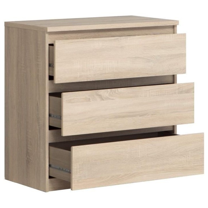 Commode CHELSEA 3 Tiroirs - Couleur chene - L 77,2 x P 42 x H 79,9 cm Commode CHELSEA 3 Tiroirs - Couleur chene - L 77,2 x P 42 x H 79,9 cm