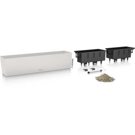 LECHUZA Jardiniere - Balconera color 80 - 79 x 19 x 19 cm - 12 L - Kit complet - Gris clair