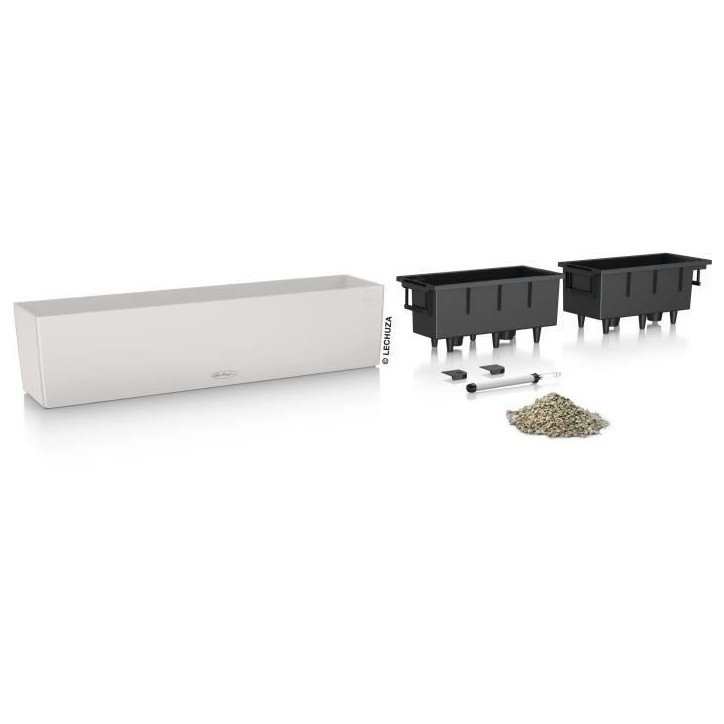 LECHUZA Jardiniere - Balconera color 80 - 79 x 19 x 19 cm - 12 L - Kit complet - Gris clair