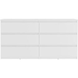 Commode CHELSEA 6 Tiroirs - Couleur blanc mat - L 154 x P 42,2 x H 79,