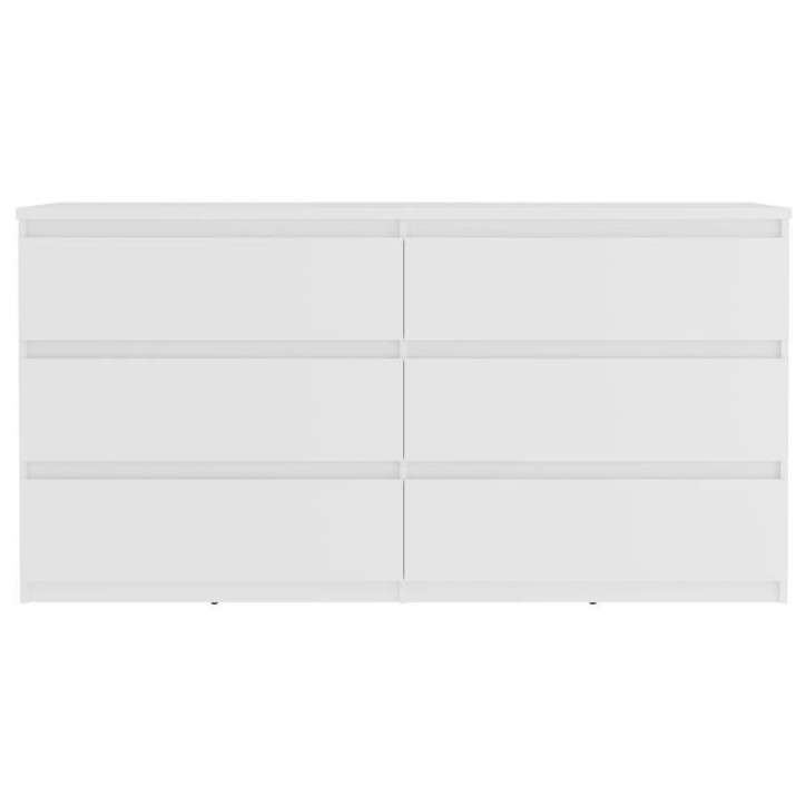 Commode CHELSEA 6 Tiroirs - Couleur blanc mat - L 154 x P 42,2 x H 79,9 cm