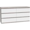 Commode CHELSEA 6 Tiroirs - Couleur blanc/béton clair - L 154 x P 42,